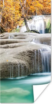 Produktbild von MuchoWow® Poster Wald - Wasserfall - Herbst 20x40 cm - Plakat - Foto