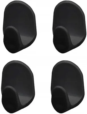 Obrázek produktu pro Samolepicí háček na zeď černý 4 kusy