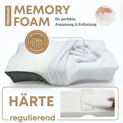 Produktbild von Ergonomisches Memory-Schaum Kissen Nackenstützkissen 40×60 RelaxFLOW – Kühlender Bezug