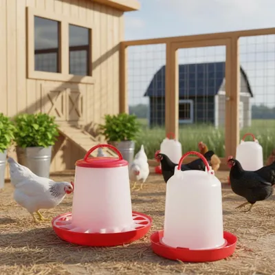 Produktbild von Mucola Futterspender Hühnertränke Set Futterautomat Geflügeltränke Kunststoff Napf Tränke Geflügel Hühner Futter Futtertrog - 3kg + 3L