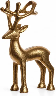 Produktbild von Dekorative Figur: Rentier, Weihnachtsdeko, Hirsch - Aluminium, goldfarben, 20 cm hoch