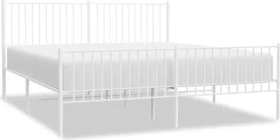 Obrázek produktu pro vidaXL Postel s čelem a nohou kovová bílá 183x213 cm