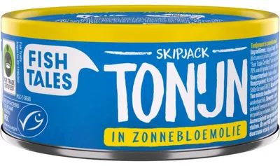 Zdjęcie produktu dla Fish Tales Tuńczyk bonito w oleju słonecznikowym, 160 g - Wysokiej jakości filet z tuńczyka