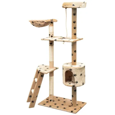 Immagine prodotto di Albero per Gatti Tiragraffi Sisal 150 cm Zampe Stampate Beige