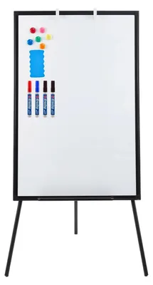 Zdjęcie produktu dla Tablica suchościeralna – statyw trójnożny – 91,4 x 61 cm – suchościeralna – regulowana wysokość – przenośna – składana – czarna