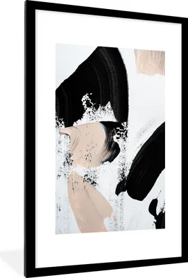 Produktbild von MuchoWow® Gerahmtes Poster Malerei - Abstrakt - Design 60x90 cm - Poster mit Schwarzem Bilderrahmen Wandposter Rahmen Foto Bilder - Dekoration - Wandposter Wohnzimmer - Hochwertig
