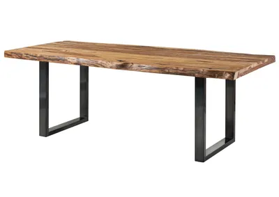 Image de MASSIVMOEBEL24 | Table à manger 220x100 en bois de Sheesham sablé bois naturel pieds en U anthracite brillant FREEFORM 5