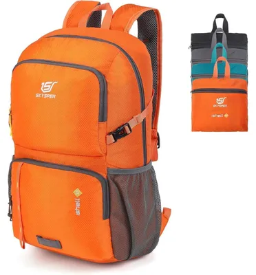 Produktbild von Ultraleichter Faltbarer Rucksack mit Nassfach 30L Orange Wasserfest Verstaubar