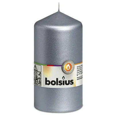 Immagine prodotto di Candela a colonna Bolsius argento 130/68 mm