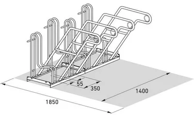 Produktbild von Fahrradständer mit Anlehnbügel 4604 | 4 Räder einseitig | RA 350mm