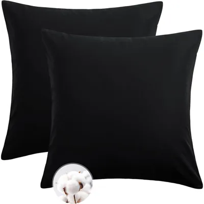 Produktbild von Kissenbezug 80x80 Baumwolle 2er Set Schwarz mit Reißverschluss