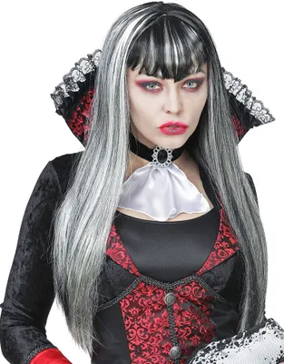 Produktbild von Vampirin Perücke in grau-schwarz