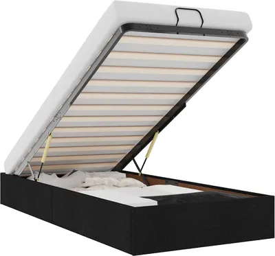 Image de vidaXL Lit ottoman sans matelas noir 100x200 cm tissu