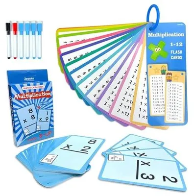 Zdjęcie produktu dla Tablice mnożenia dla dzieci wymazywalne karty edukacyjne zestaw 51