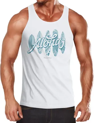 Produktbild von Herren Tank-Top Aloha Surf Boards Hawaii Surfing Summer Muskelshirt Muscle Shirt Neverless® weiß M