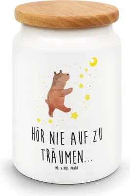 Produktbild von Mr. & Mrs. Panda müslidose Bär Träume - Weiß - Geschenk, Keksdose, Träumen, Dose, zuckerdose, Traum, vorratsbox, Traumdeutung, Kaffeedose, Teedose
