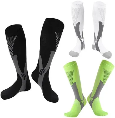Productafbeelding van Ibenzoa® 23 paar knielange compressiekousen, 15–20 mmHg, 85% nylon/15% elastaan, maten SM & LXL – voor dames en heren, verbeterde bloedcirculatie