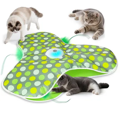 Produktbild von Katzenspielzeug,Interaktives elektrisches Katzenspielzeug, Intelligenzspielzeug mit abnehmbaren Federn, automatisches Mäusefang-Spiel, USB-aufladbar