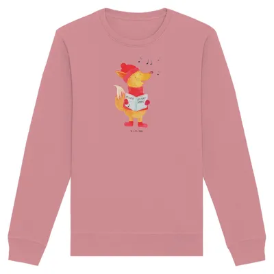 Produktbild von Mr. & Mrs. Panda Baumwoll Pullover Fuchs Sänger Größe M - Canyon Pink - Geschenk, Pulli, Winter, Weihnachten, Weihnachtslieder, Singen, Heiligabend, Bio, Sweatshirt