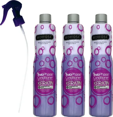 Produktbild von Morfose Reach Two Phase Keratin 3 x 400 ml Conditioner für strapaziertes Haar Set