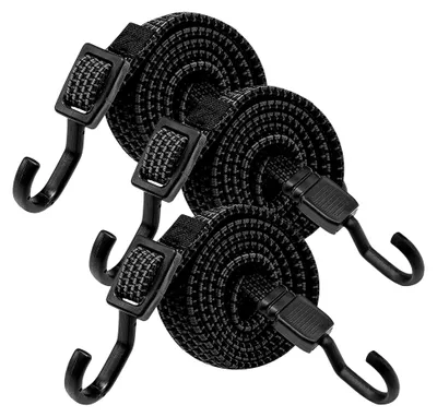 Produktbild von Verstellbare Flachgummi-Spanngurte 3 Stück 100 cm mit Haken für Camping und LKW-Ladungssicherung, elastisch und wetterfest