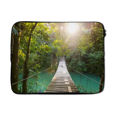 Produktbild von MuchoWow® Laptop Hülle 15 Zoll Dschungel - Wasser - Brücke - Natur - Pflanzen Laptoptasche - Laptoptasche - Sleeve - Rundum-Schutz