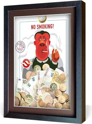 Produktbild von aFFa frames My Piggy Bank Spardose, 3D Bilderrahmen zum Befüllen, Geldgeschenke Verpackung für Auto, Haus, Geburtstag, mit Acrylglasfront, aus Holz, 32x42x2,5cm, Braun, Rahmen Nichtraucher Muster