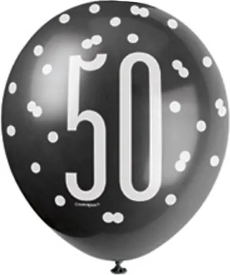 Produktbild von 50. Geburtstag | 6 Luftballons schwarz / silber