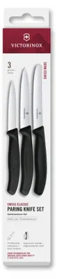 Image de Swiss Classic, set de couteaux à légumes, 3 pièces, droit/ondulé, noir,boîte