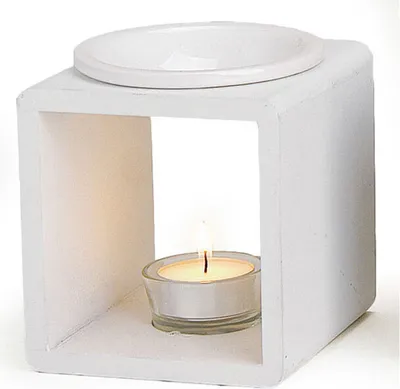 Produktbild von Duftlampe weiß Holz Keramik Öllampe Aromalampe Aromaspender