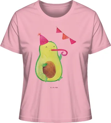 Produktbild von Mr. & Mrs. Panda Damen Kurzarmshirt Avocado Party Zeit Größe XL - Baumwolle Pink - Geschenk, Happy Birthday, Lebensfroh, Frauen T-Shirt, Oberteil, Basic Shirt, Bestanden