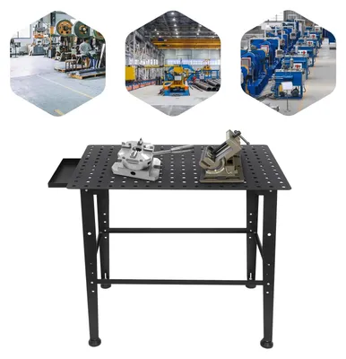Produktbild von Schweißtisch - Werkbank - 600 kg Traglast - 91x60 cm - 16 mm Lochung, 5 cm Raster - 3 mm Tischplatte - Kohlenstoffstahl - Schwarz