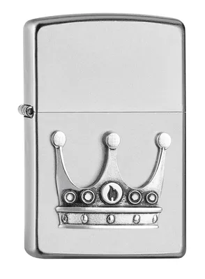 Imagen del producto de ZIPPO - Krone - Insignia cromada de plata - Encendedor real "Rey" y "Reina", recargable con gasolina, modelo 20527374