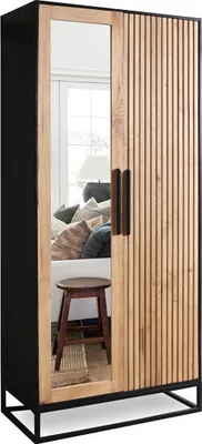 Produktbild von Garderobenschrank 88x190cm 'Namibia' Eiche & Mango schwarz