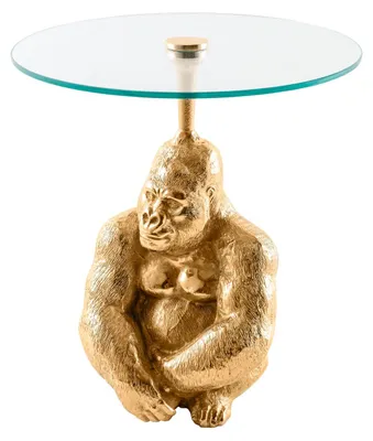Image de Plateau en verre 50 cm, design doré, table moderne pour salon - ACHETER MAINTENANT