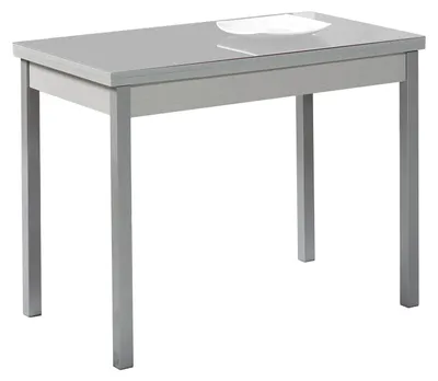 Ausziehbarer Esstisch, Metall/Glas, Grau, 90x50 cm (140x50 cm)