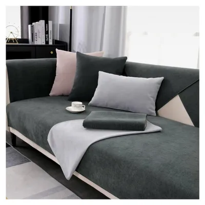 Produktbild von Chenille Sofabezug, Rutschfester Überwurf für Couch, Sofaschoner für Hunde und Katzen, 1/2/3/4-Sitzer Sofaüberwurf, für U-Form/L-Form Sektionssofa
