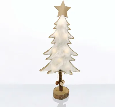 Obrázok produktu pre ACA Lighting drevená dekorácia stromček s hviezdou biely 8 MINI LED na batérie (2xAA), WW, IP20, 17,5X7X35cm X06811219