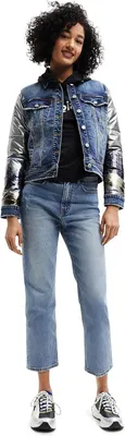 Immagine prodotto di Giacca da donna Desigual - Giacca di jeans con maniche argentate 22WWEWAX2004 TAGLIA S