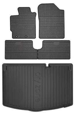 Produktbild von Gummimatten + Kofferraumwanne für Toyota Yaris III 2011-2019 (Schrägheck, fester Ladeboden) – Schwarz, passgenau – Wielganizator SolidPRO