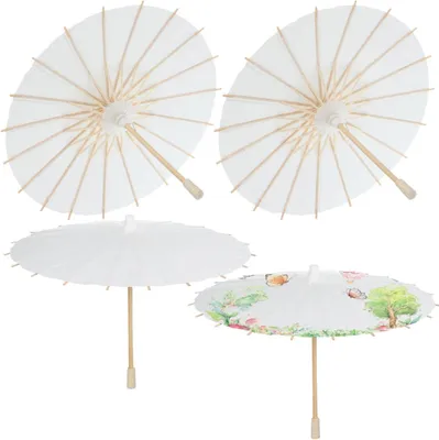 Imagen del producto de Sombrillas de papel, color blanco, 30 cm, paquete de 4 unidades, para decoración