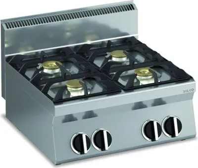 Obrázek produktu pro Plynový sporák KBS, 4 hořáky, 400x650x295 mm, stolní jednotka s piezoelektrickým zapalováním a pilotním plamenem