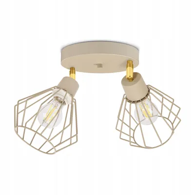 Produktbild von Luxolar - LED Deckenleuchte 2-flammig aus Metal Draht Beige-Grau im Edison-Stil E27 60W - LOFT Design - Hängelampe Schwenkbar für Wohnzimmer, Küchen
