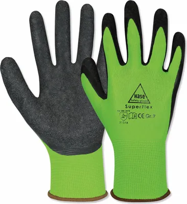 Immagine prodotto di HASE GUANTI DI SICUREZZA Guanti da lavoro in lattice SuperFlex, EN388, EN 420, taglia 9, verde