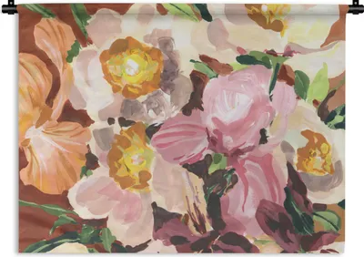 Produktbild von MuchoWow® Wandteppich Wandbehang Blumen - Pflanzen - Orchidee - Kunst 90x67.5 cm Tapisserie Dekoration Wandtuch - Fototeppich - Wand-Skulpturen