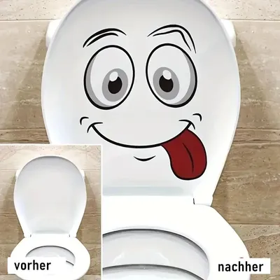Produktbild von GKA WC Deckel Aufkleber lachendes Gesicht mit Zunge raus Toilettendeckel Tattoo selbstklebend Toilette Toilettendeckelaufkleber
