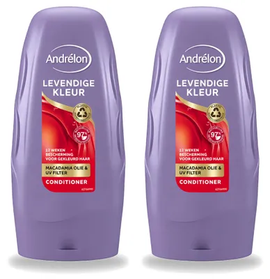 Imagen del producto de 2 acondicionadores Andrélon Levendige Kleur - Cuidado del color - 250 ml - Paquete económico - 2 unidades