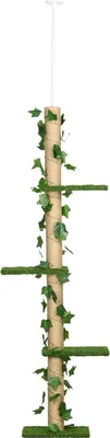 Produktbild von Kratzbaum Deckenhoch 202-242 cm, höhenverstellbar Kletterbaum mit Kippschutz, Spielbaum aus Jute in Grün und Gelb