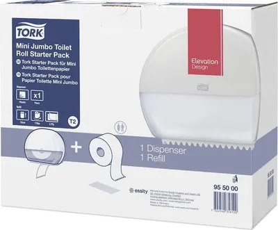 Produktbild von TORK Toilettenpapierspender-Set Elevation T2 Mini 955000 weiß Kunststoff