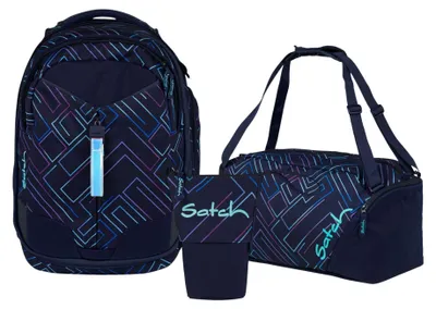 Produktbild von Satch, Schulrucksack-Set MATCH Purple Laser 3-teilig, ab 5. Klasse